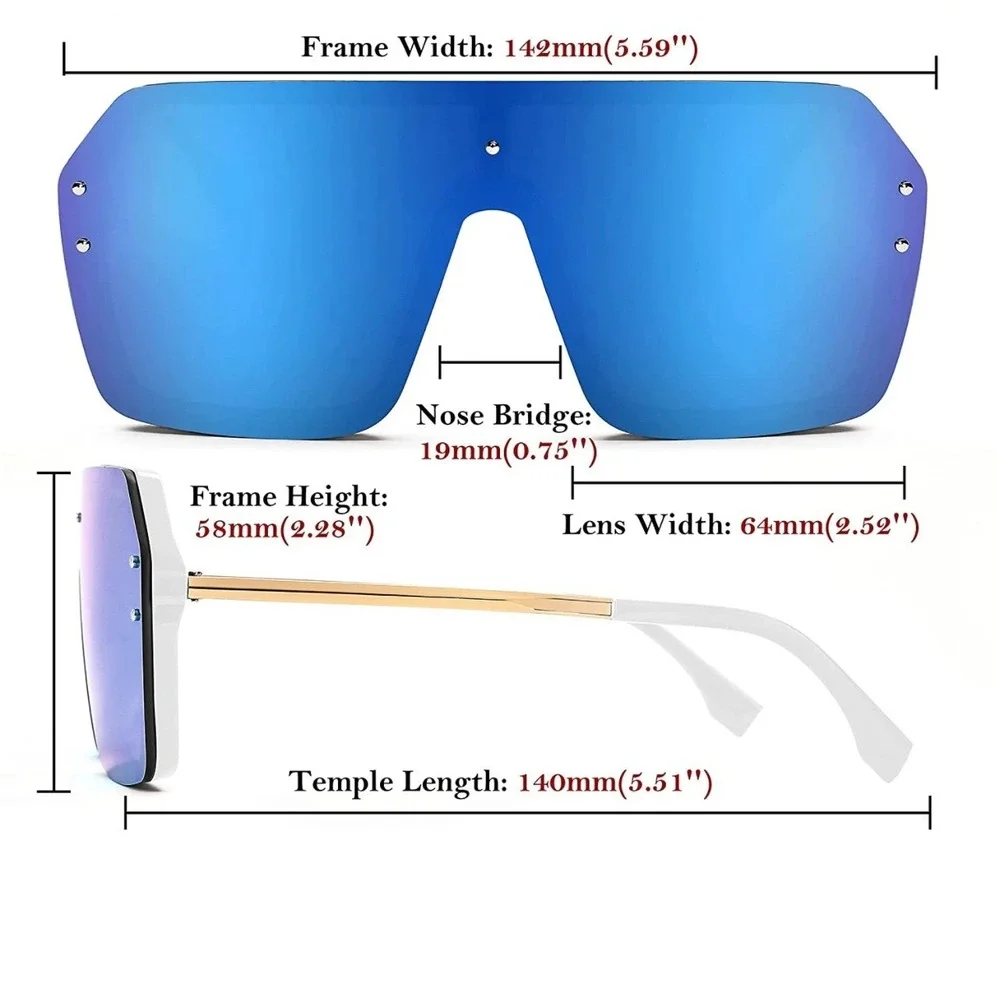 Eye Wear Sunglasses UV400 Protection Silver‎ Mirror Lens Cover Face Sun Shades
